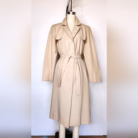 Vintage Trench Coat 70s by Julie Miller of California - Spy Coat - Beige XS S M - Picture 12 of 13